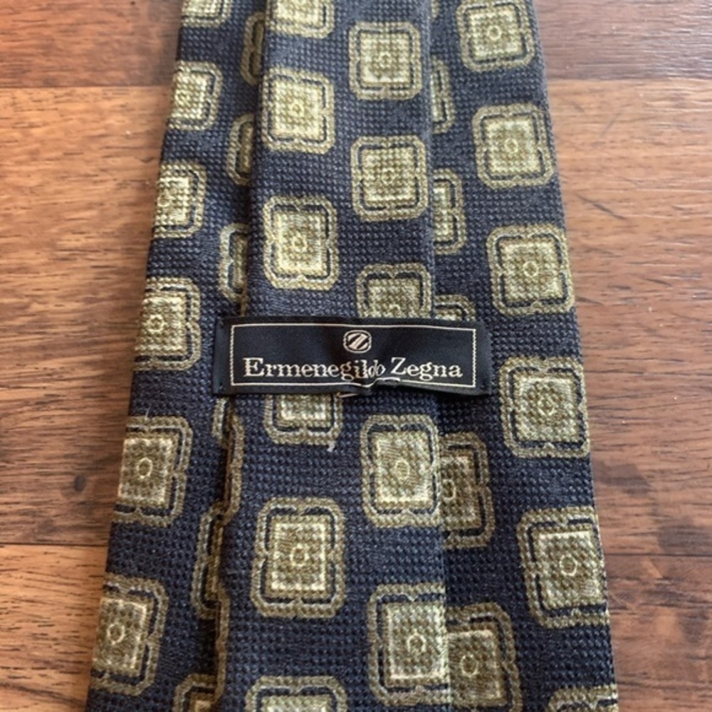 Ermenegildo Zegna Black & Tan Geometric Silk Tie